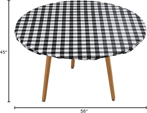 Miniatura 9 de NLMUVW Mantel redondo de vinilo ajustable con borde elástico, 100 % impermeable, a prueba de aceite, mantel de cloruro de polivinilo fácil de