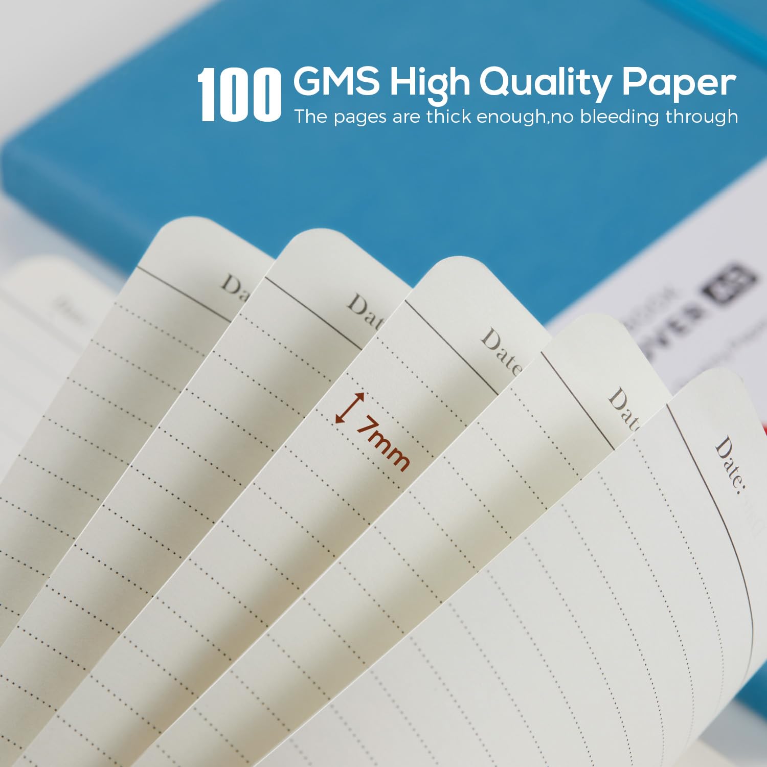 FOCUS DAY Taccuino A4 con copertina rigida, (2 pezzi), formato A4, per donne e uomini, per scrivere, formato A4 (21,5 x 28 cm), con carta a righe da 100 g/m², portapenne, copertina in pelle PU, blu e