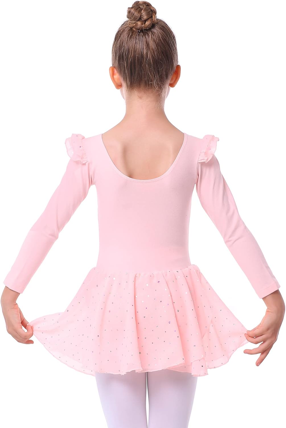 danswan Toddler Girls Long Sleeve Ballet Leotards Dance Dresses Tutu Outfit Ballerina with Glitter Skirt