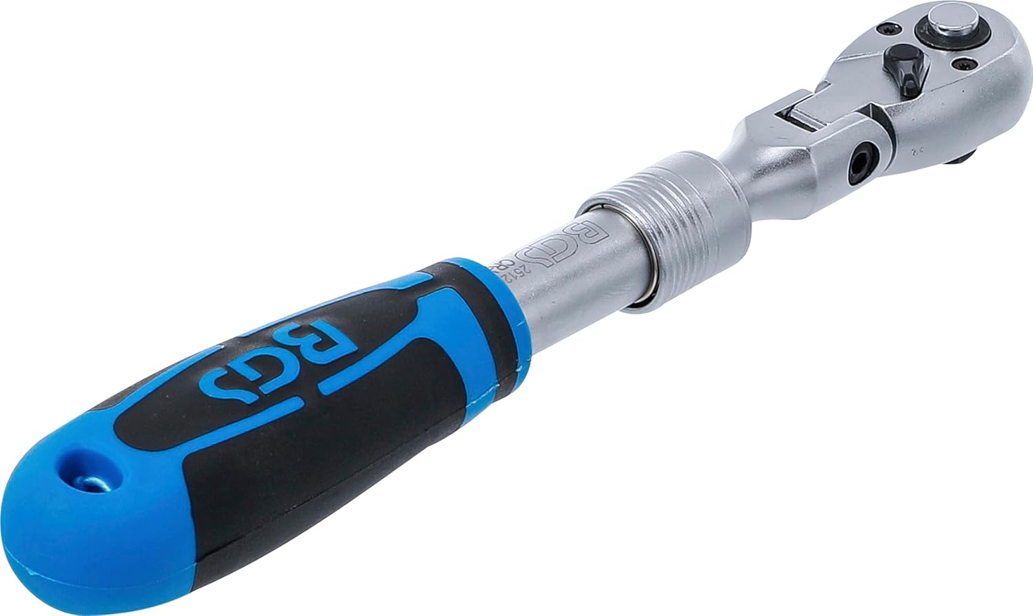 BGS 25126 Reversible Ratchet, Extendible, Angled Outlet, External Square Outlet, 10 mm (3/8 Inch), 260-365 mm