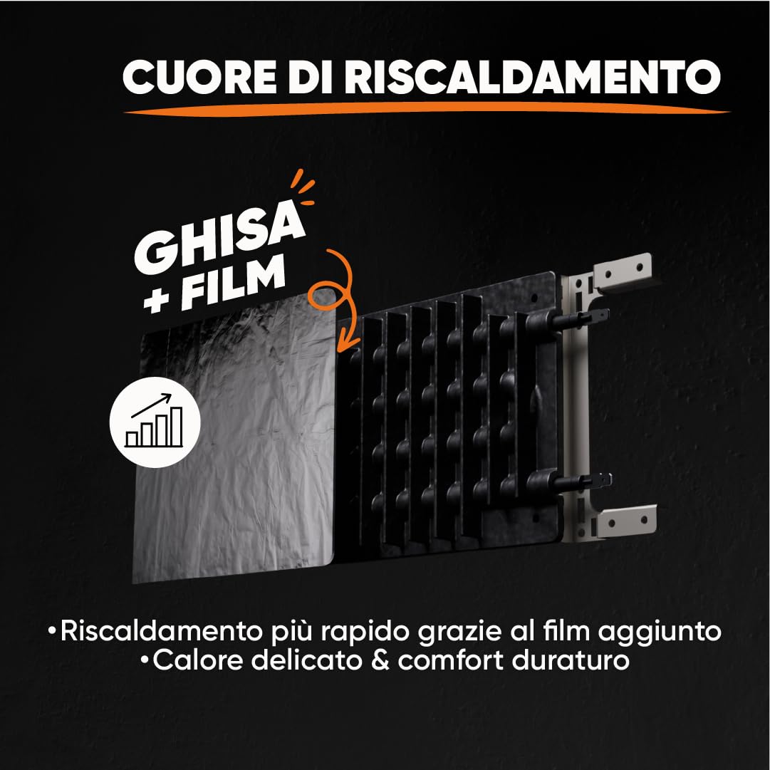 BESTHERM - Radiatore elettrico fisso a inerzia a secco ghisa+pellicola 2000W Bestherm NEMESIS orizzontale bianco