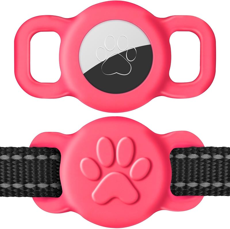Suporte de Silicone para AirTag em Coleira de Gatos e Cães Pequenos Dynmeow Hot-Pink – Pacote com 1