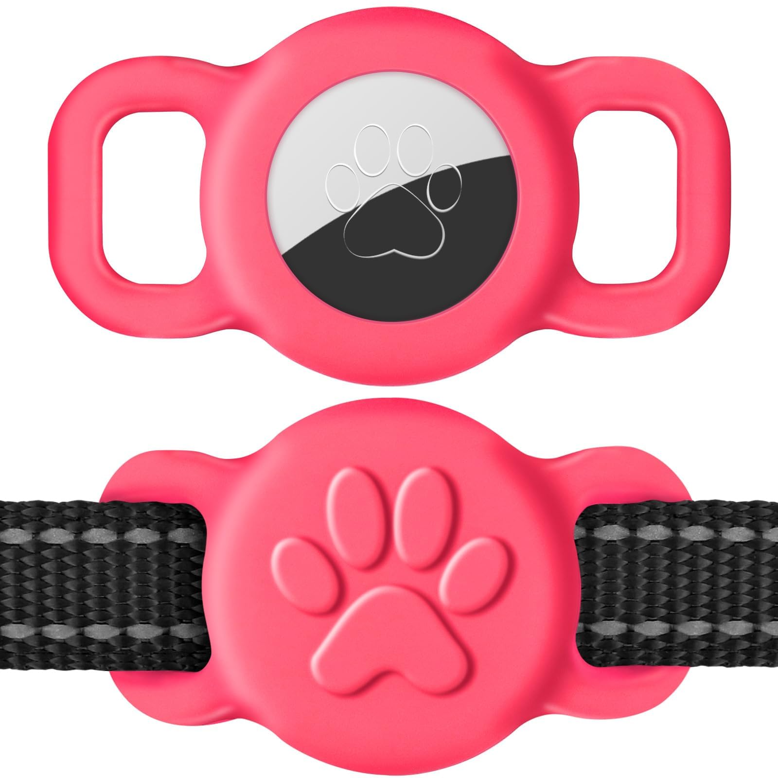Dynmeow Dog Cat Collar Holder Compatible with Airtag, Anti-Lost Silcione Holder for 3/8 and 5/8 Inch Wide Collars, Hot-Pink, S(1 Pack)-image-13