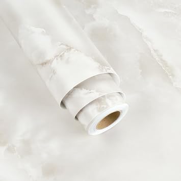 Beige Marble Contact Paper for Countertops Waterproof Cloudy Marble Wallpaper Peel and Stick Removable Self Adhesive Vinyl Wall Covering for Kitchen Backsplash Bathroom Cabinets 15.75"x78"