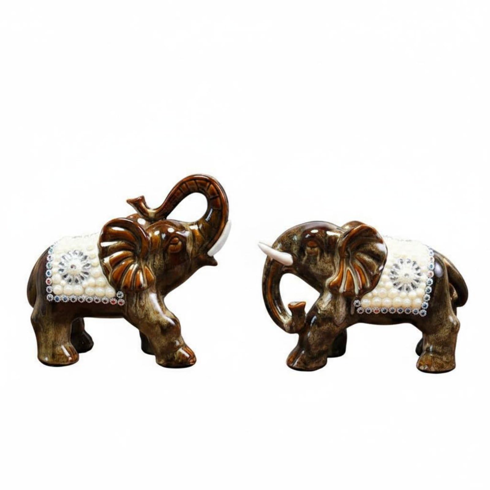 Statuetta in Ceramica Figurina Scultura Soprammobile Decorazione Porcellana Monocromatica Portafortuna con Abbellimenti Raffinati Adatta per Scrivania Consolle Casa Souvenir Aziendale