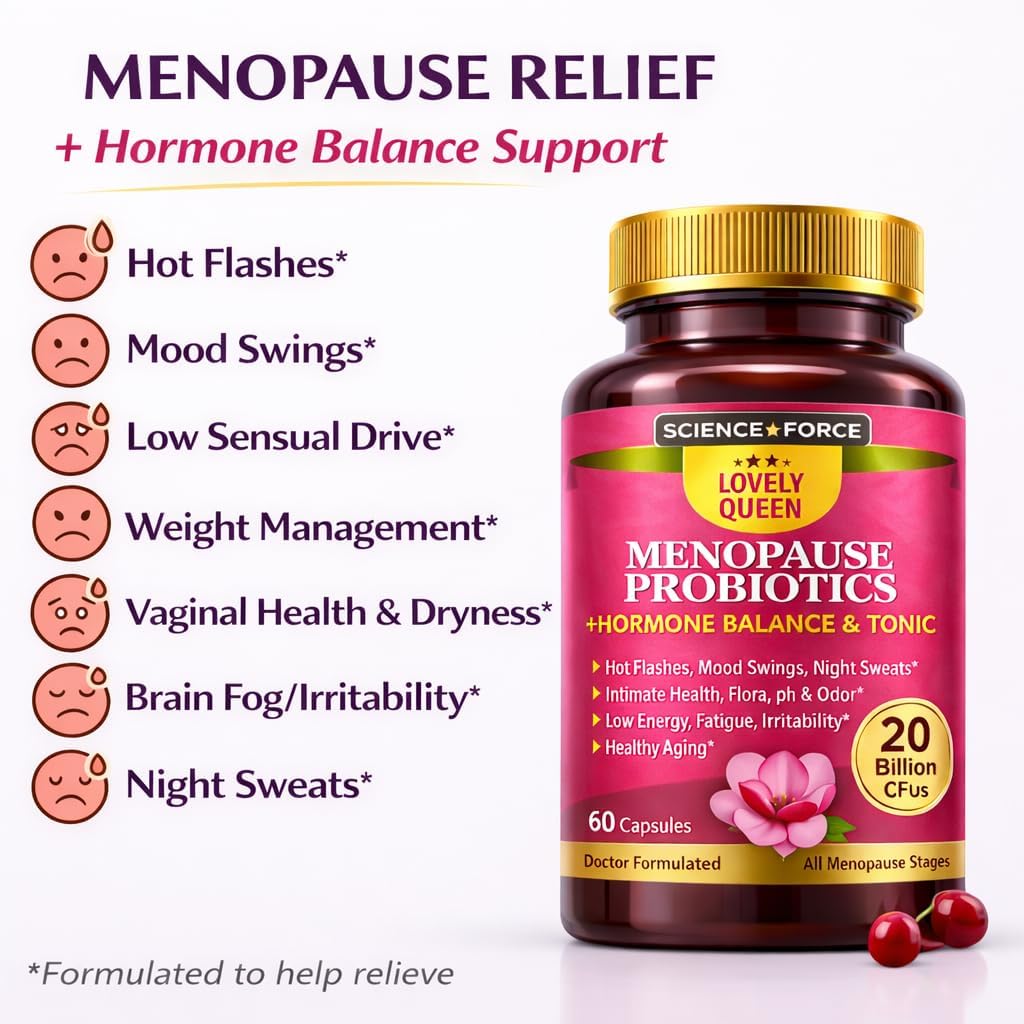 Lovely Menopause Supplement + Hormone Balance + Weight Management, Hot Flashes, Mood Swings, Vaginal Health & Dryness | Black Cohosh, Dong Quai, Ashwagandha + Probiotics, Woman Supplement, 60 ct