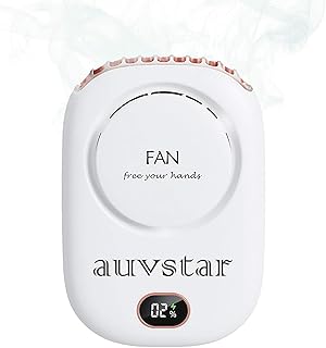 Ventilateurs Mini Hand Free Affichage de L'alimentation Ventilateurs à Main, Ventilateur de Bureau Suspendu au Cou,Batterie Rechargeable 3Vitesses de Type-c avec Affichage de L'alimentation