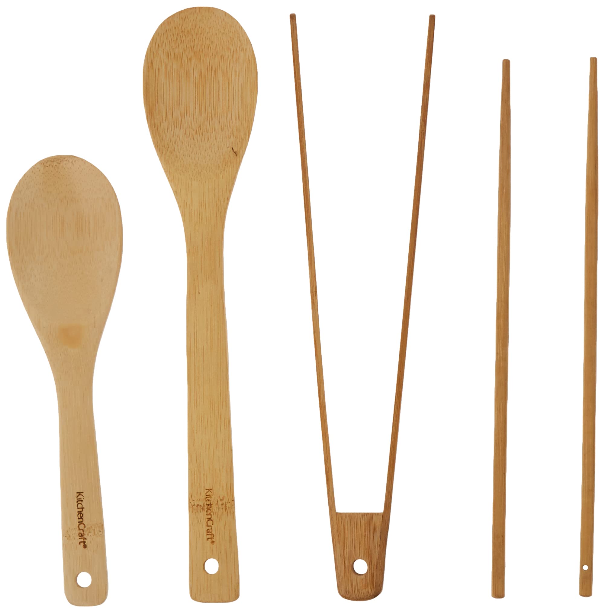 KitchenCraft World of Flavours Japanese Kitchen Utensils for Non Stick Pans, Bamboo, 4 Piece Set