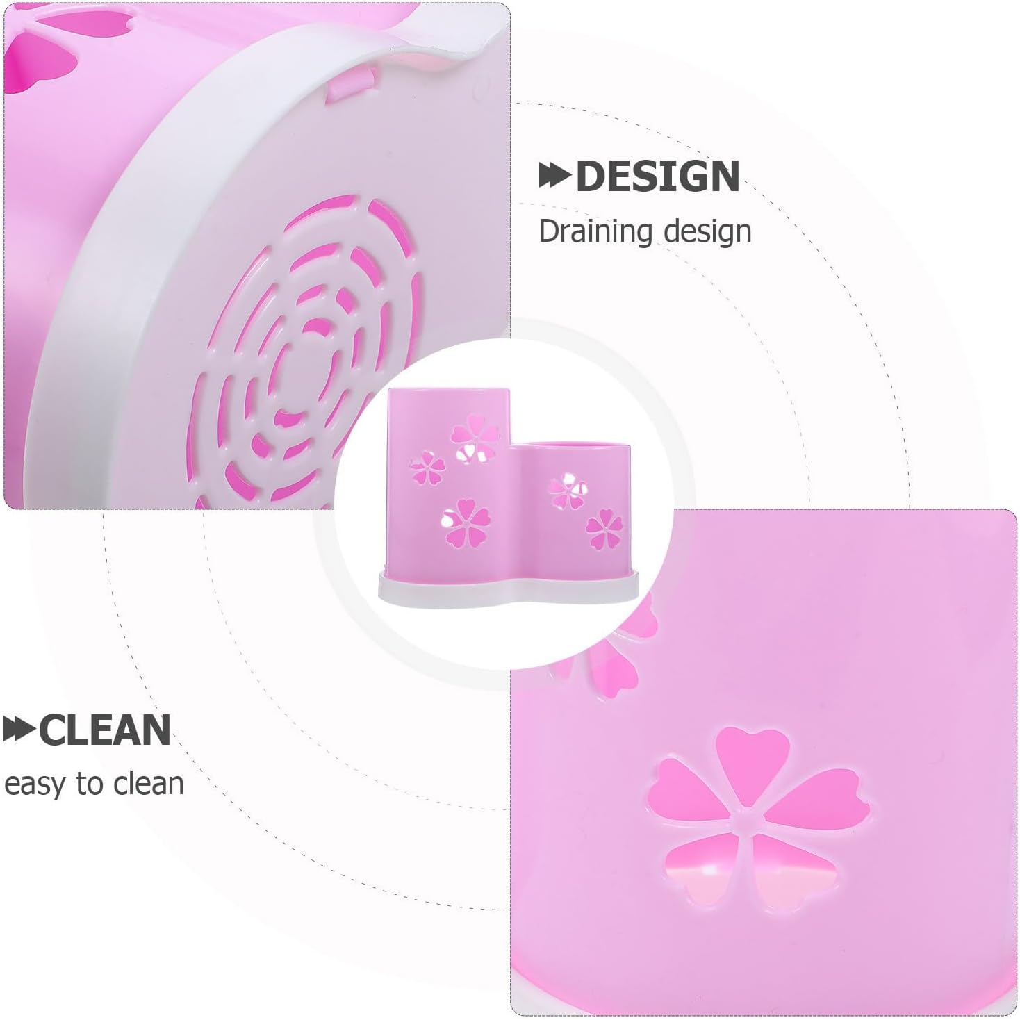 Vaguelly Pink Plastic Chopsticks Holder Draining Tableware Organizer