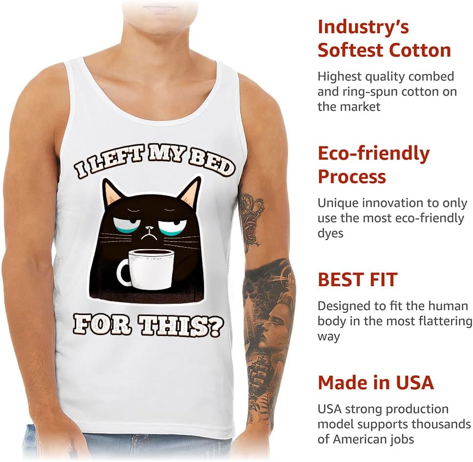 I Left My Bed for This Tank - Cat Print Workout Tank - Graphic Jersey Tank