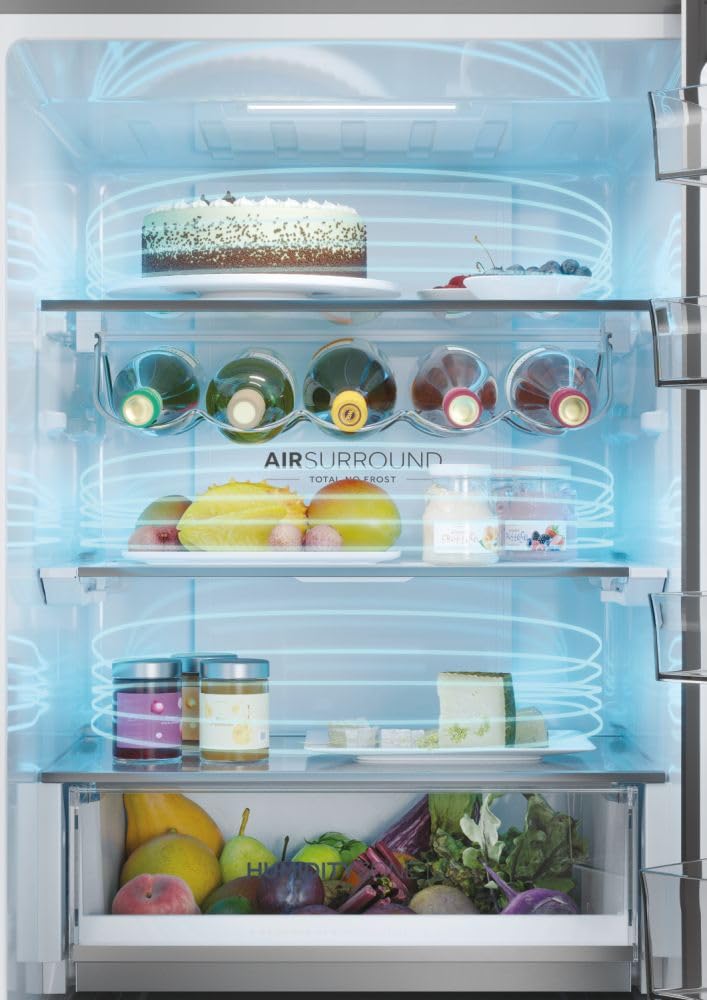 Haier 3D 60 seria 5 HTW5618DNMG lodówko-zamrażarka/Total No Frost/Smart hON-App/Easy Access szuflady zamrażarki do 30% oszczędności/MyZone Pro/XXL pojemność użytkowa / 35 dB (A) / front ze stali nierdzewnej