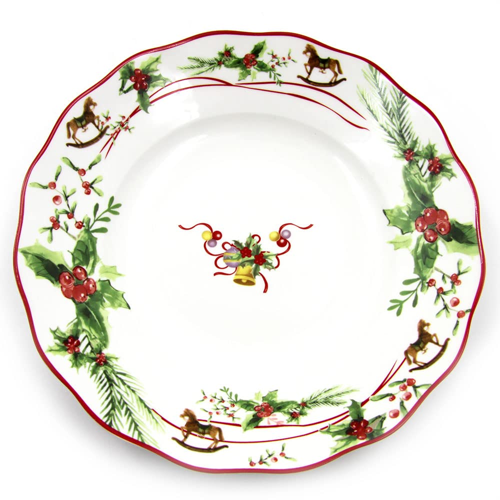 The Royal Family Service d'assiettes de Noël Décoro cannes et chevreuils à bascule pour 6 places de table (18 pièces) en porcelaine Lucente et résistante "Christmas Dream"