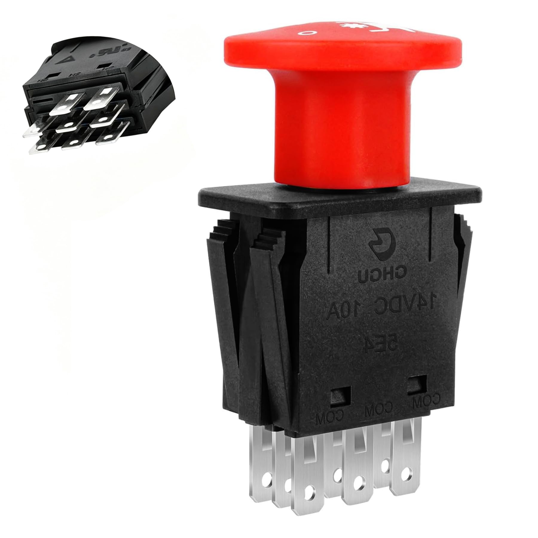 Interrupteur de prise de force à 8 bornes 10 A pour tondeuse Delta 6204 6201 Compatible Hustler Dixie Chopper Husqvarna Pièces de tondeuse Classic RZT Pro Series SZT Pro Series Zee 2 RZT
