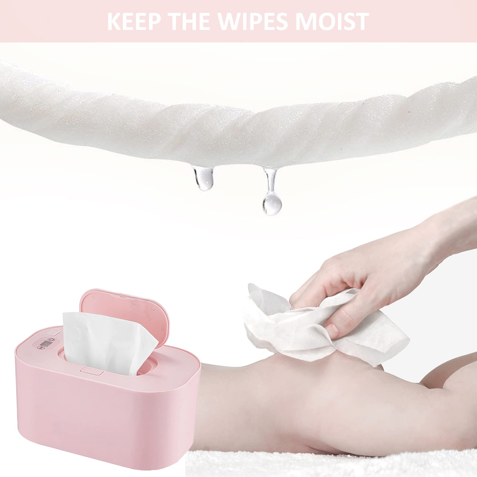 Calentador de Toallitas para Bebés USB, Calienta Toallitas Humedas Bebe con Temperatura Ajustable 40°C~60°C, Dispensador de Toallitas Húmedas para Bebés de Gran Capacidad, Bajo Consumo