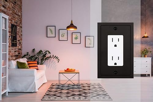 Miniatura 5 de Placa de pared decorativa con borde moderno, tapa de tomacorriente para cubrir enchufe, aleación de zinc maciza duradera (decoración simple, paquete
