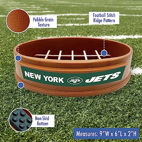 Image of NFL New York Jets Super-Bowl - Slow Feeder Dog Bowl. Football Design Slow Feeding Cat Bowl for Healthy Digestion. Non-Slip Pet Bowl for Large & Small Dogs & Cats
