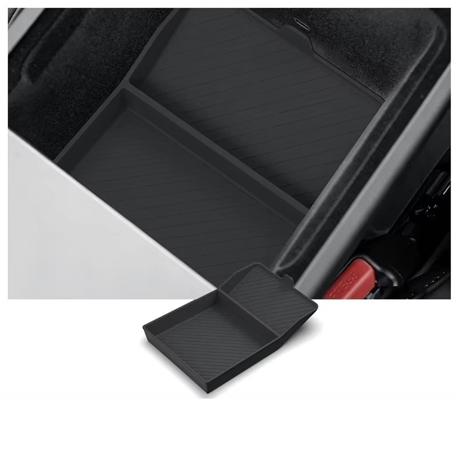 Sztmyvuw Black Interior Storage Box Compatible With Tesla For Model Y Rwd 2026 Armrest Box Storage Box Center Armrest Box Bottom Storage Box Organizer Tray Car Accessories(Black)