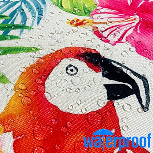 HUASHUZI Outdoor Cushion Covers Tropical Flamingo Toucan Parrot Throw Pillow Case Set of 4 18x18 inch Bench Couch Decor Home Decorative for Sofa - Image 2