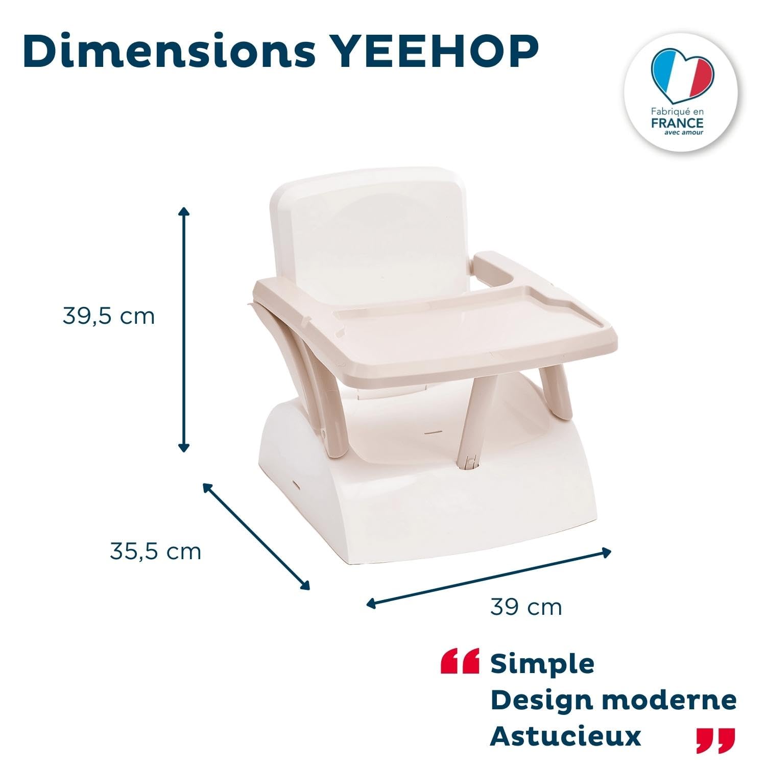 Rehausseur de chaise enfant 2 en 1 THERMOBABY YEEHOP - 6-18 mois - Harnais sécurité 3 points - Tablette amovible - Marron glac
