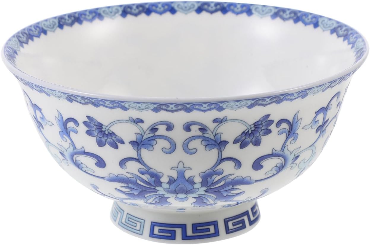 Rice Bowl, Blue and White Chinese Soup Bowl Blue and White Porcelain Goblet Rice Bowl Chinoiserie Decor Footed Bowl Blue And White Dishes Porcelain Bowls for Dessert