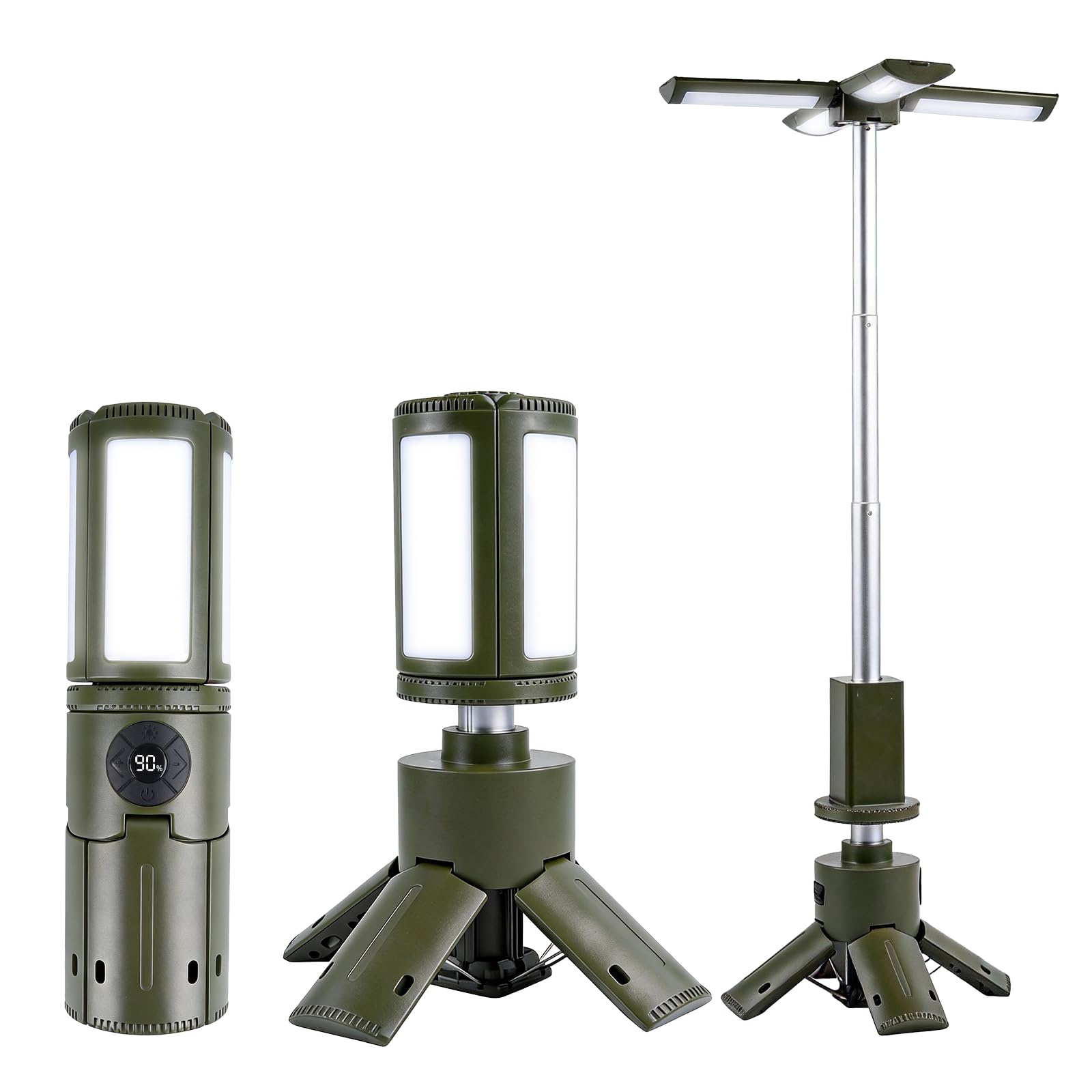 aiGear Lampes de camping télescopiques, lampes de camping rechargeables avec support 14 000 mAh, lanternes de camping pliables, lampes de poche portables IPX5 étanches pour camping, randonnée, pêche