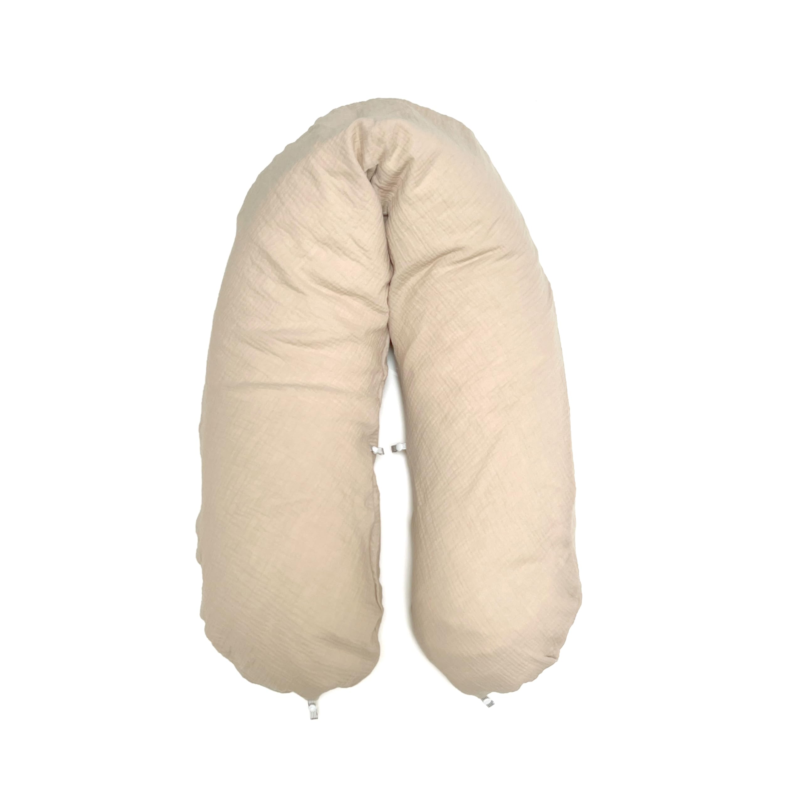 Blausberg Baby - Stillkissen Lagerungskissen mit Nestbau-Funktion, Musselin Bezug (abnehmbar) inkl. Das Original Theraline Stillkissen Inlett 190cm x 38cm - Beige