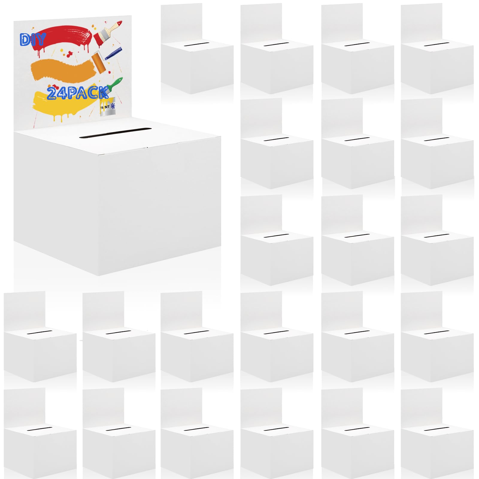 Ysglory 24 Pack Raffle Ticket Box White Suggestion Ballot Box with Slot Cardboard Charity Donation Boxes for Fundraising Collecting Business Card