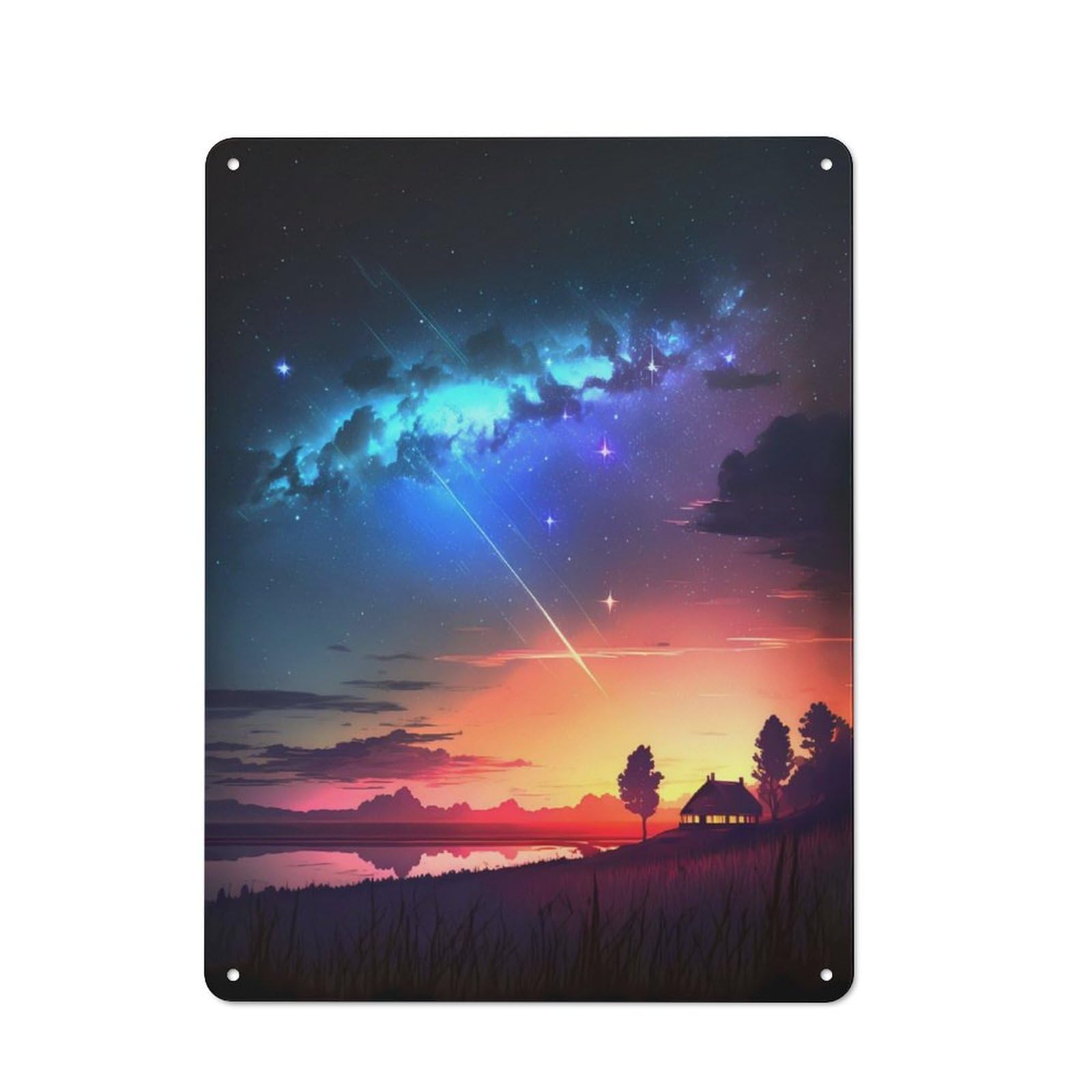 Junmoney Galactic Sunset Reverie Rustic Tin Sign 40X30cm For Living Room Or Hallway, A Metal Wall Feature For Living Rooms And Hallways