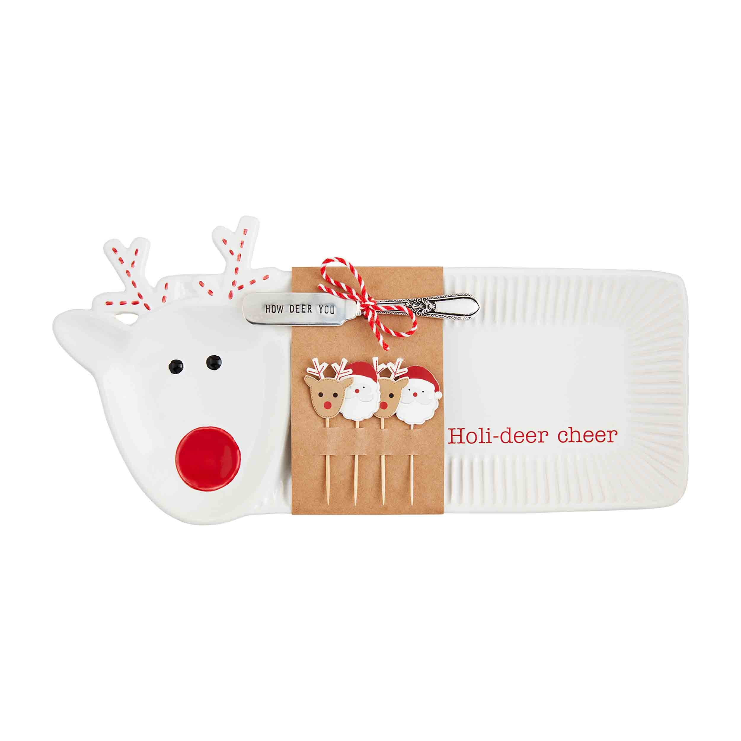Mud Pie Circa Chirstmas Hostess Set, 7 1/2" x 15, Deer