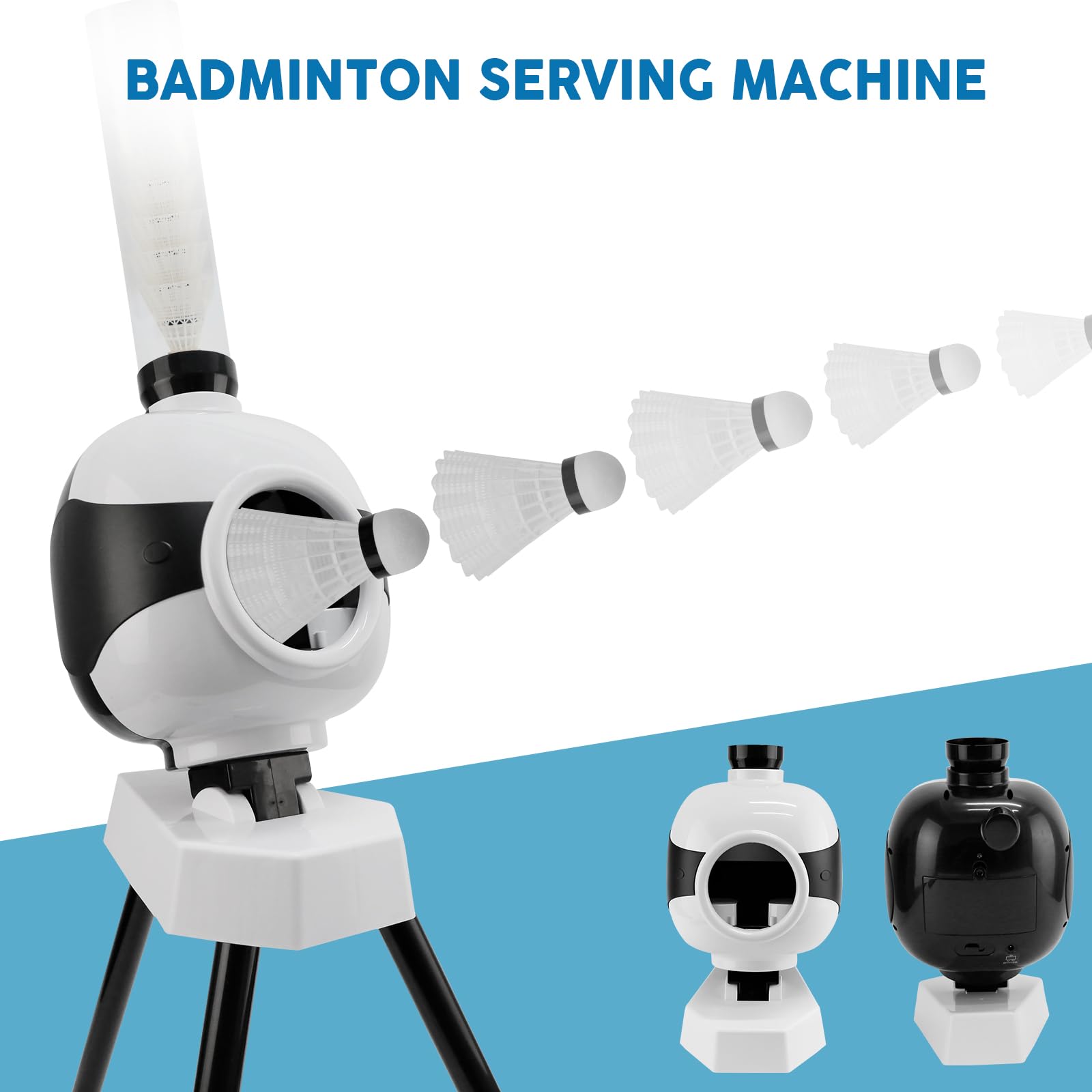 JAOGAUS Macchina per Servire Badminton con 12 Palline, Lanciatore Portatile per Allenamento Indoor e Outdoor