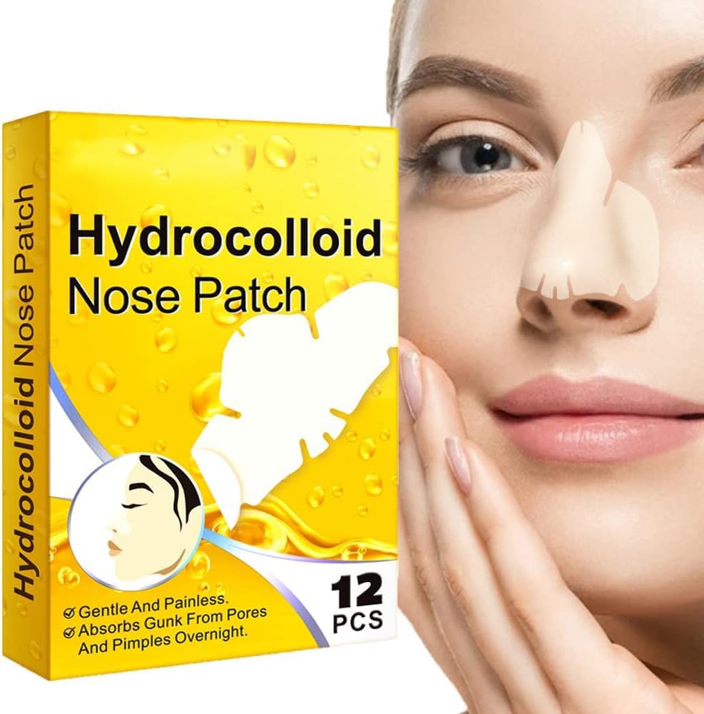 SYOSI Hydrocolloid Nose Patch, 1 Pack-12 Pcs, Blackhead Nasal Patch, Deep Cleansing Pore Strips, Remove Blackheads and Unclog Pores, Clean Oily Skin