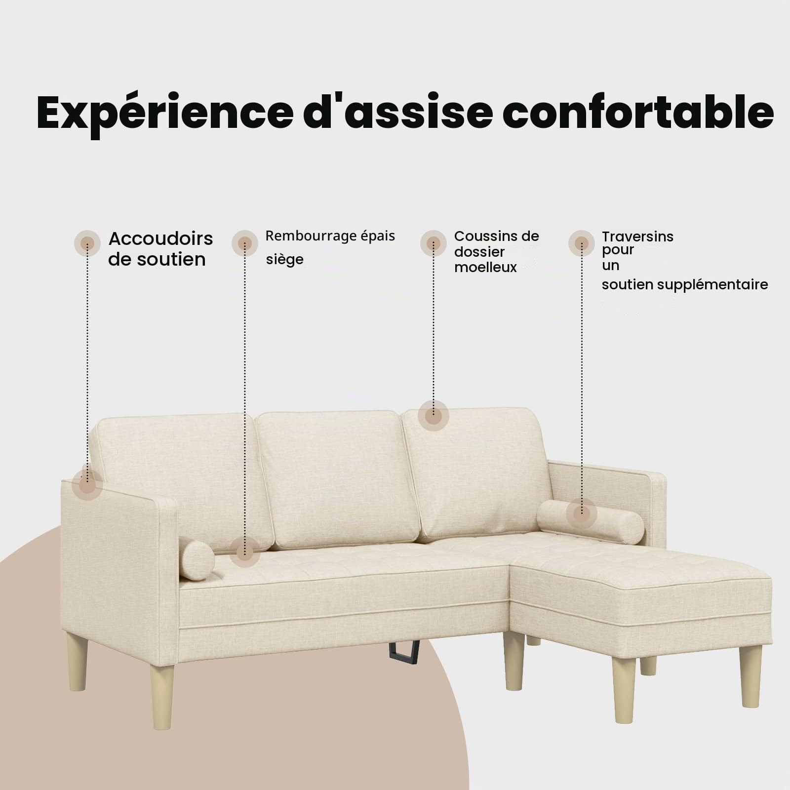 vidaXL Ensemble de Canapés avec Coussin Lin Polyester, Canapé Modulable Chic, Assises Confortables, Design Rectangulaire Moderne, Mobilier Salon Polyvalent
