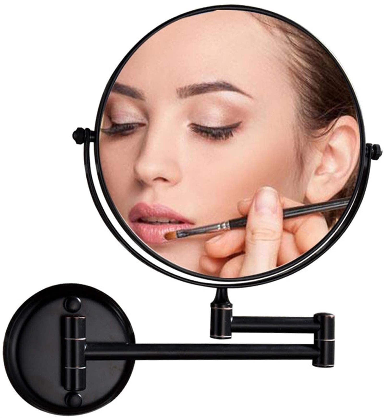Miroir de maquillage mural extensible 3X double face noir bronze 6"