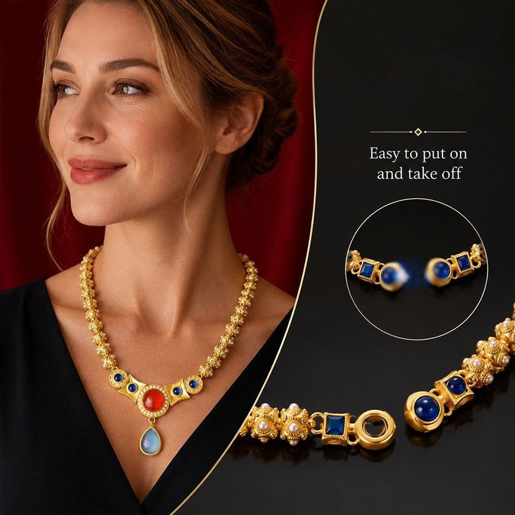 Collana Vintage In Stile Cinese, Con Ciondolo In Pietra Preziosa