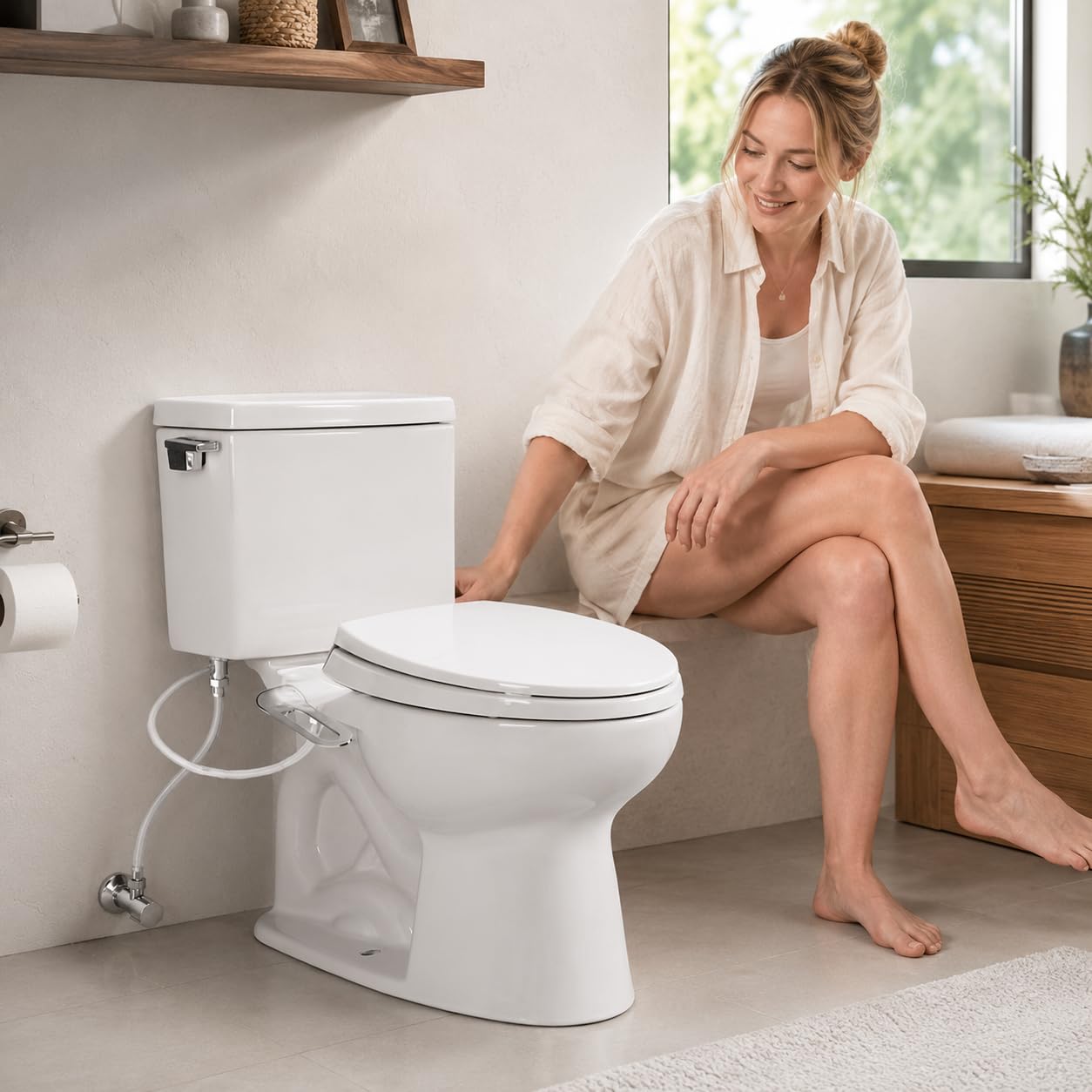 MagiDeal Sedile Portatile per Water con Doppia Funzione di Lavaggio Femminile E Posteriore Dispositivo Igienico in Senza Corrente atto per Sanitari Moderni, style to 1
