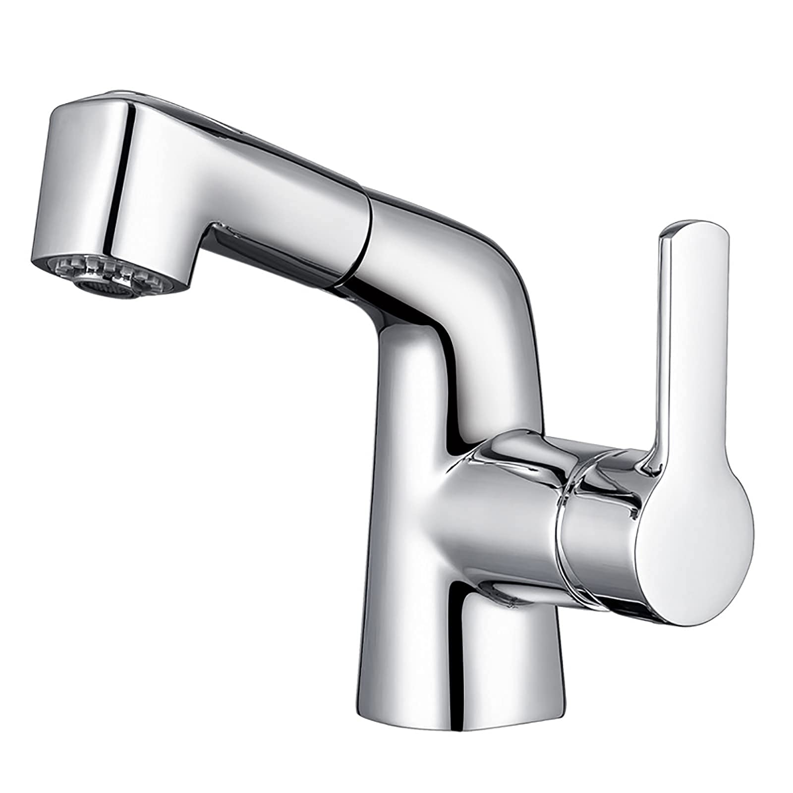 Mitigeur de lavabo en laiton chromé monotrou avec tirette pour salle de bain