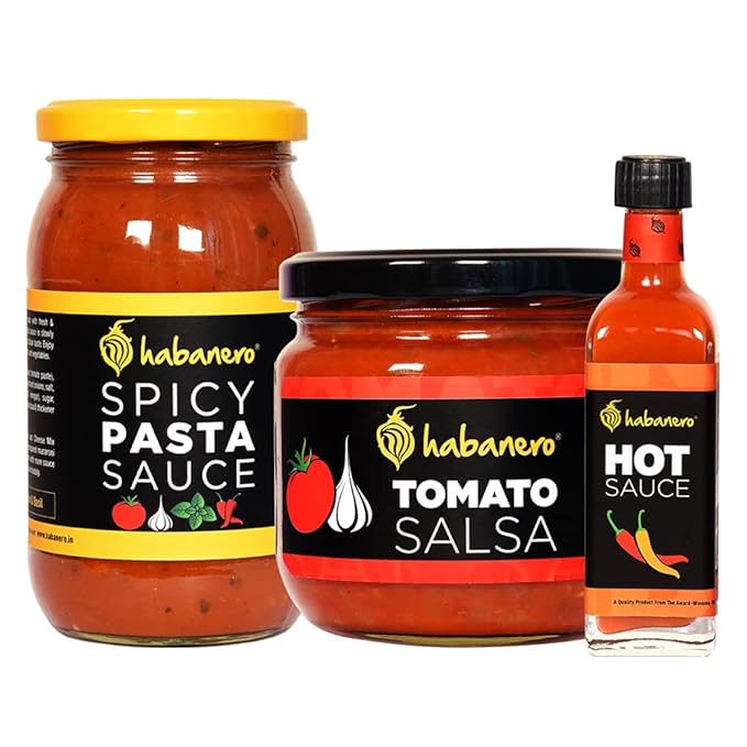 Spicy Pasta Sauce Tomato Salsa and Hot Sauce l 755G l Non-GMO| Gluten Free l 100% Vegan and Natural Ingredients l Perfect as Salad Dressing l Tomato sauce replacement l Made with sun ripened tomatoes and fresh onions| Add to pizza sauce for extra zing| Mix with Mozzarella cheese onto your Pizza Base| Add to Chilli Sauce for smoky zing| l Enjoy with French Fries, Samosas, Jolo Chips, Noodles, Brown Bread Sandwich, Burger, Nachos |