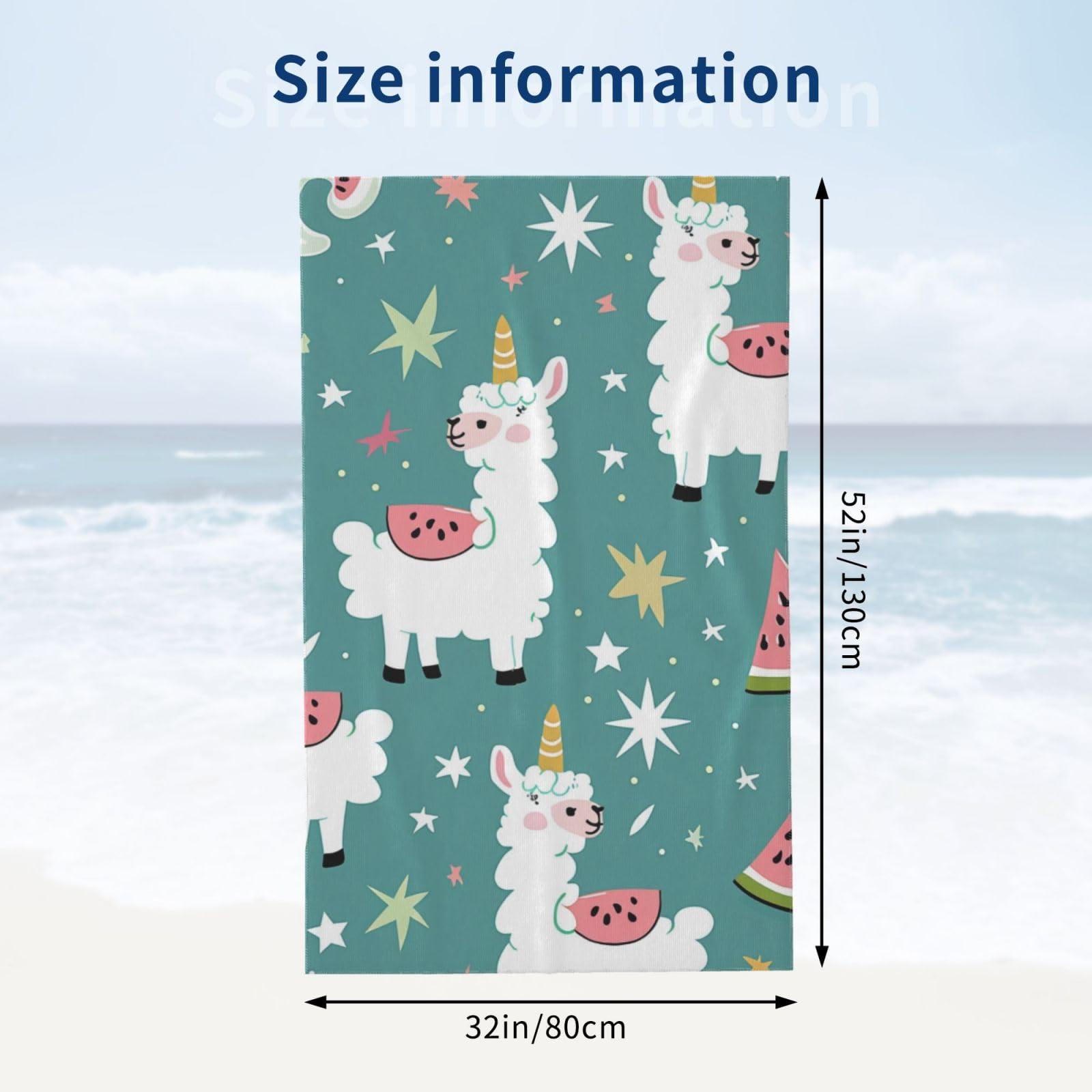 DCEHGEW Cute Llama Printed Microfiber Bath Towels 32x52 Inch, Highly Absorbant Beach Towel Bath Sheets for Bathroom Travel Hotel Spa