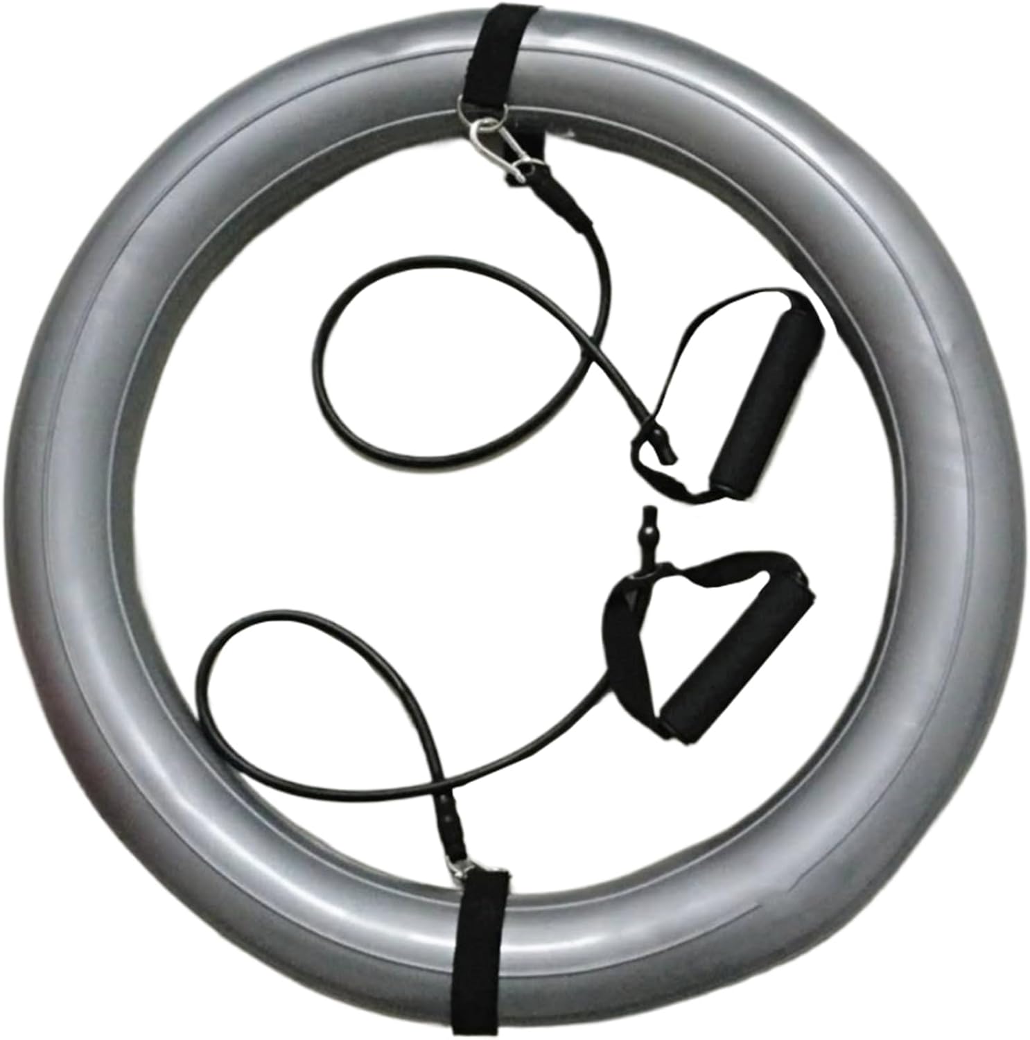 Yoga Ball Holder Ring Inflatable 24 Inch PVC Grey Color Yoga Ball Base with 1 Pair of Handle Anti-Explosion Pilates Accessories for Home/Gym Workout, Exercise Balls