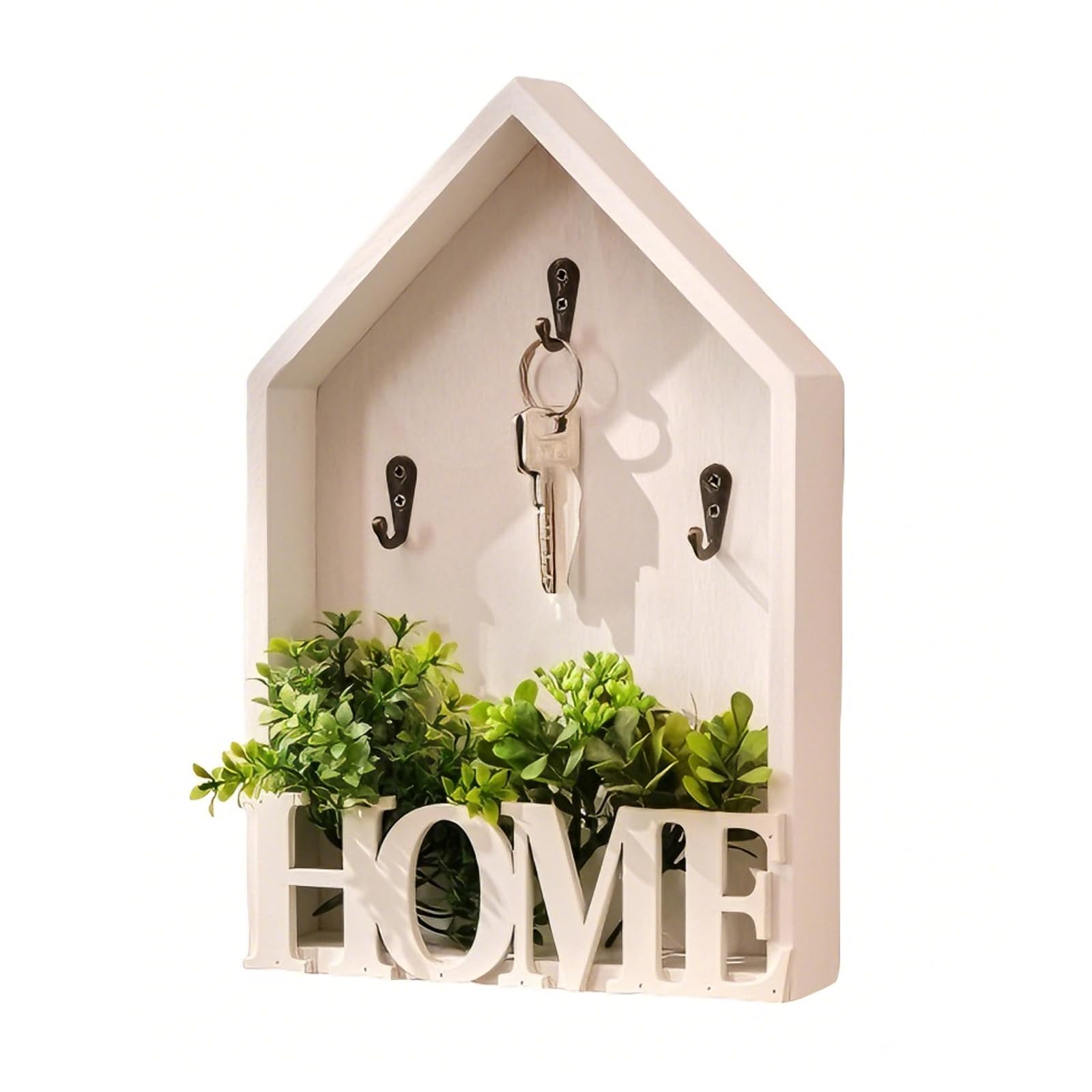 BSDYCL Wooden Key Holder for Wall with 3 Key Hooks White Wall Mounted Key Rack Stylish Key Holder Key Hooks for Organizing Keys Home Decor Key Storage