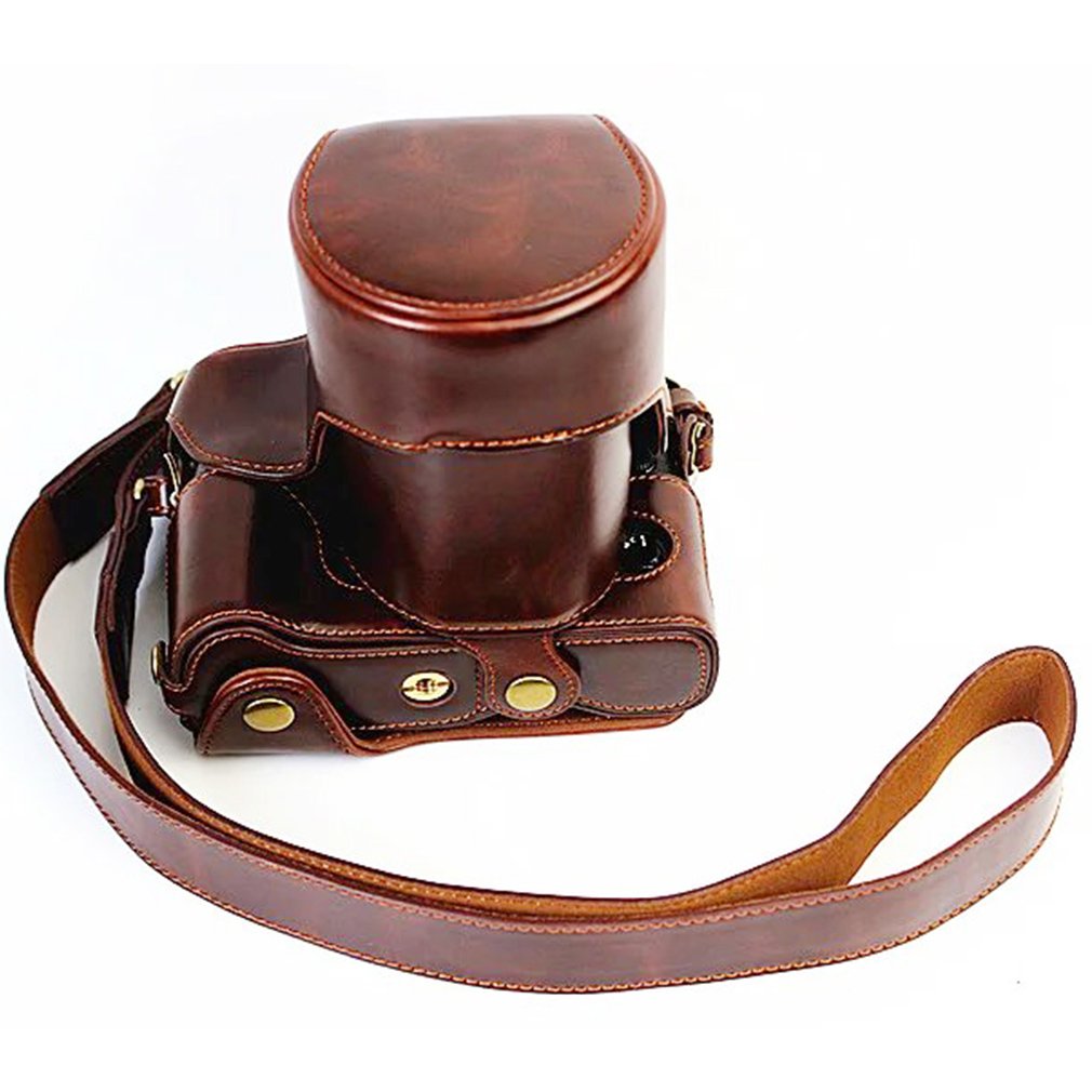 Housse En Cuir PU Pour Fujifilm X-T1/XT1 - Étui Brun Foncé Avec Niveau à Bulle Intégré, Protection Complète - 8
