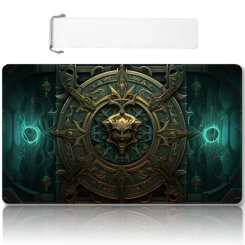 Premium Stitched MTG Playmat with Zones and Non-Slip Rubber Backing - TCG Play Mat for MTG and Other Card Games - Colorful Design with Vintage Look and Feel (DKT (104),No Zones)