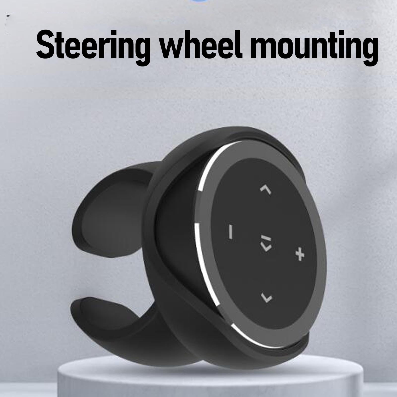 Control Remoto Inalámbrico Bluetooth para Música Y Selfies con Soporte para Volante para Coche. Reproducir Música, Pausar, Saltar, Ajustar Volumen.