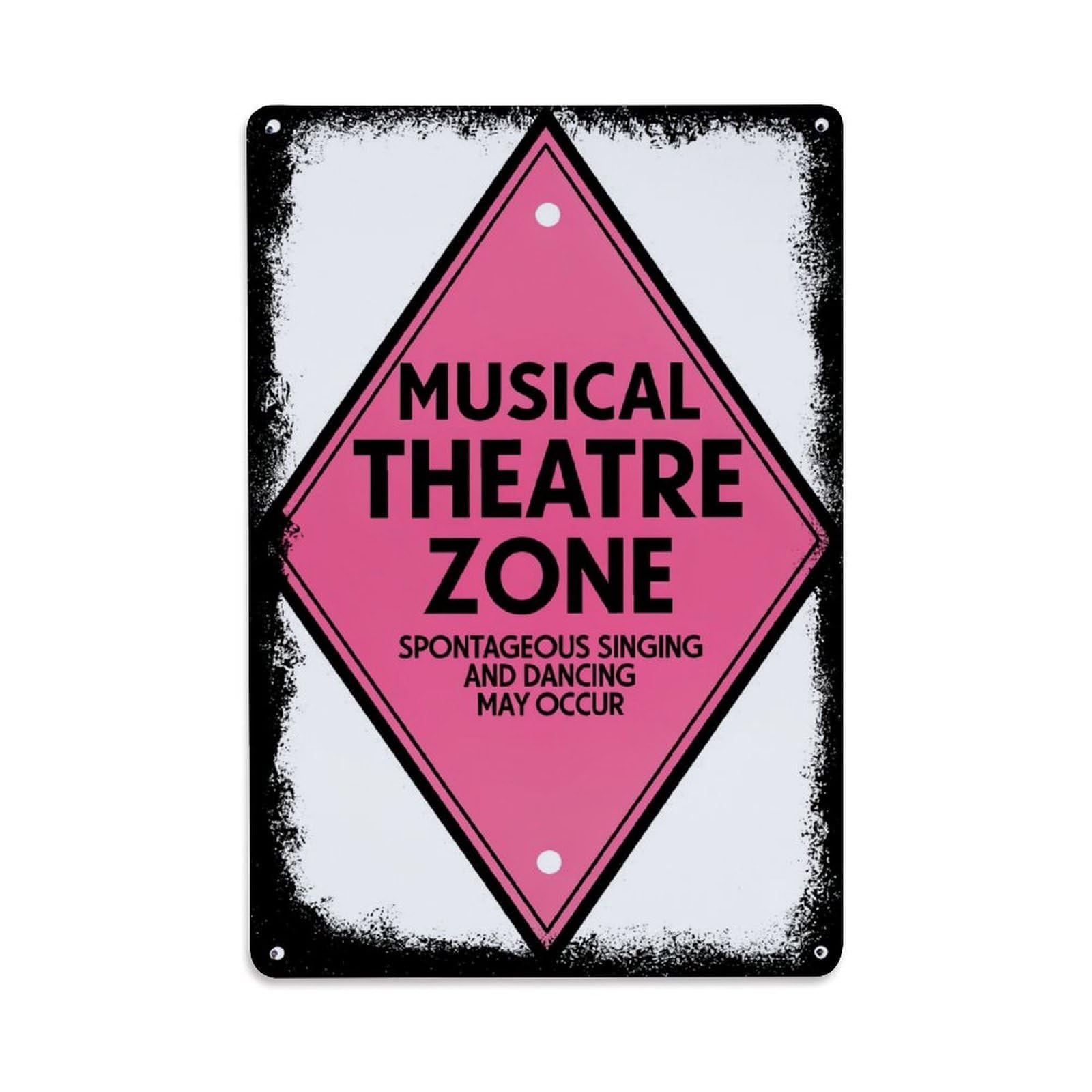 Musical Theatre Zone Sign Pattern Retro Metal Tin Sign, Vintage Decor Art Poster for Bar, Home, Man Cave, Kitchen, Laundry Room Gift 8x12Inch