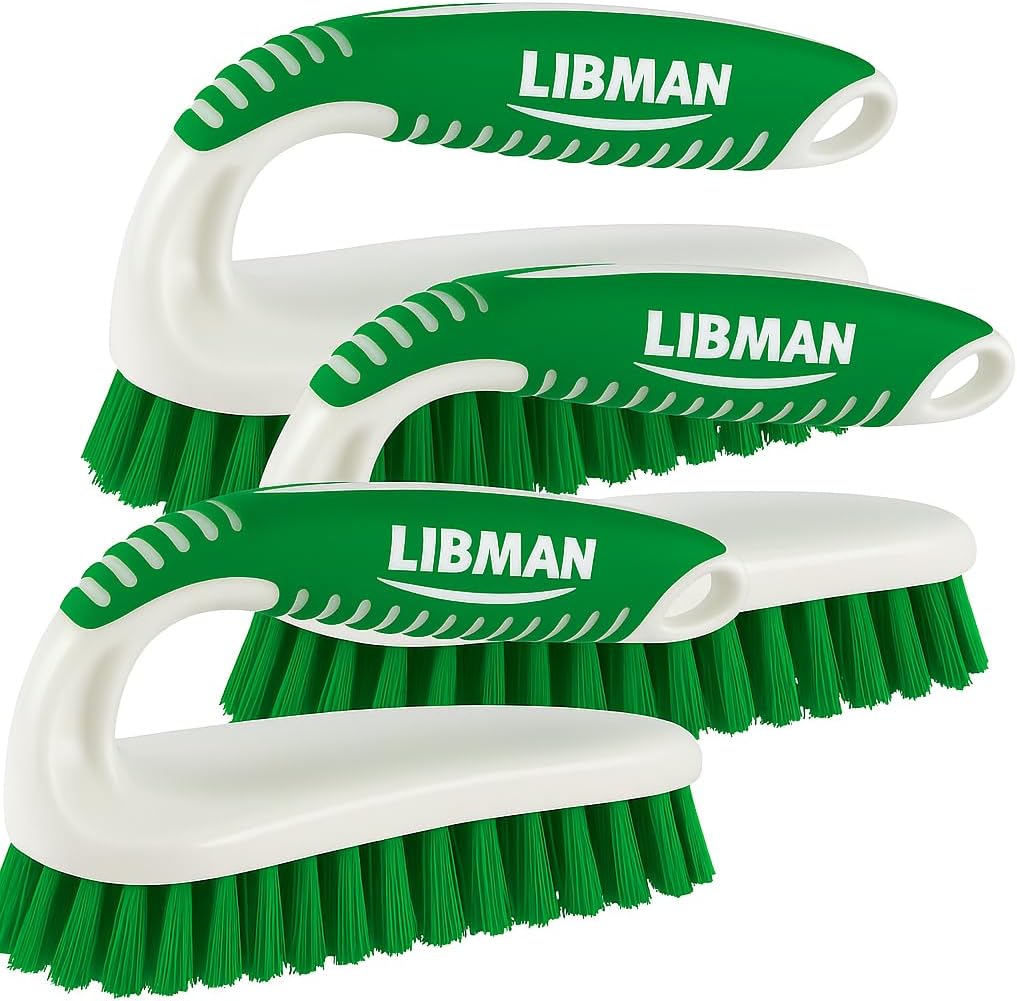 LIBMAN Scrub Brush - Heavy Duty Cleaning Brush with Strong Bristles - 3 pk Durable Scrub Brushes for Cleaning Bathroom, Kitchen, Floor, Shower, Sink, Tub, Carpet - All Purpose