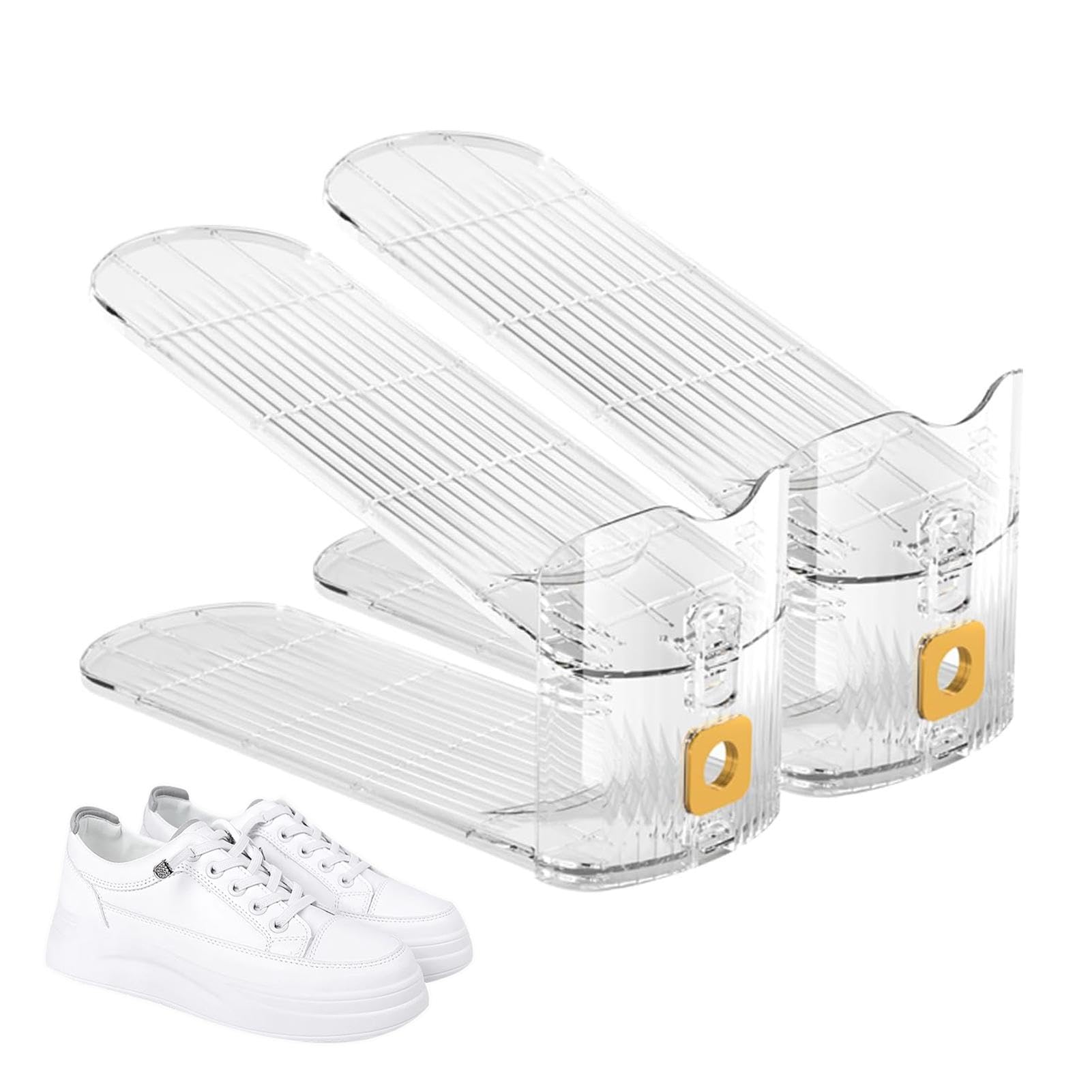 Baoqifong Shoe Stacker, 2X Double Layer Shoe Holders, Shoe Slots Organizer Adjustable Shoe Stacker Space Savers Rack Holder for Closet Organization