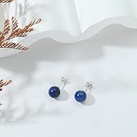 Vista 71 de Natural Stone Stud Earrings for Women 8mm Sterling Silver Genuine Gemstone Earrings Handmade Sterling Silver Crystal Stud Earrings for Women