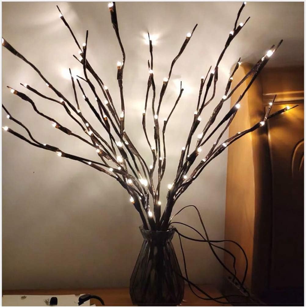 Winnes 4 Pack LED Branch Lights Twig LED Lights Artificial Tree Willow Branches LED Decorative Lights Battery Powered with 80 LEDs for Home Holiday Party Decoration Decor Lights (4 PCS, White)