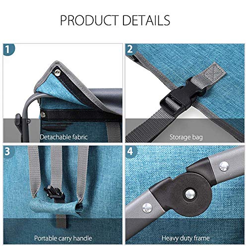 LIDDFAFA Gartenwagen, Klappwagen Zusammenklappbarer Allzweckwagen Outdoorwagen Campingwagen mit Futter für Camping Garten Strand – Bild 3