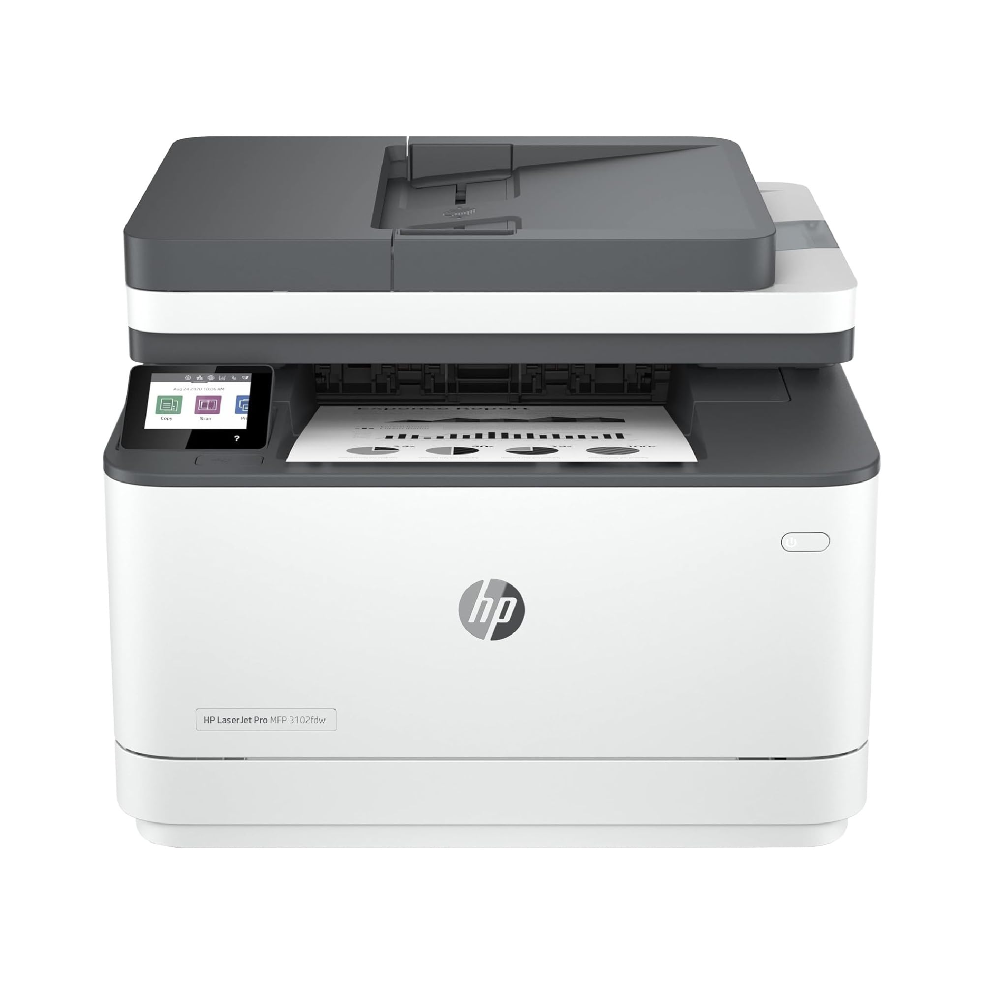 HP LaserJet Pro 3102fdw 3G630F, Impresora Láser A4 Multifunción Monocromo a Doble Cara automática, Escaner, Copiadora, Fax (33ppm, Wi-Fi, Procesador 800MHz, Memoria 512MB, Smart App) Blanca y Gris Blue Angel